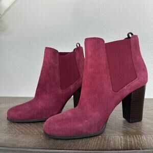 Michael Kors Lottie Bootie Boots Dark Berry 7.5 Chelsea Suede Magenta Shoes